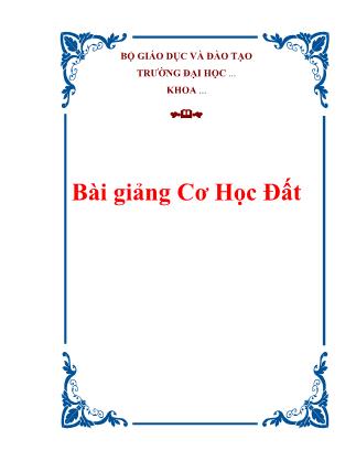 Bài giảng môn Cơ học đất