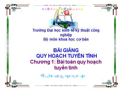 Bài giảng Quy hoạch tuyến tính - Chương 1: Bài toán quy hoạch tuyến tính