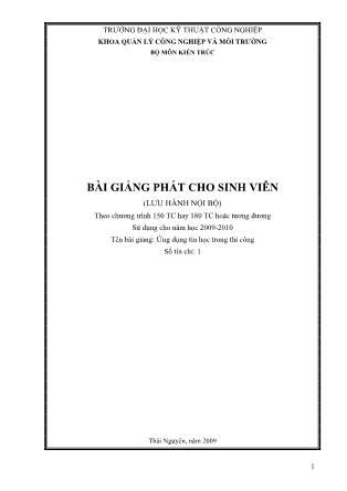 Bài giảng Ứng dụng tin học trong thi công