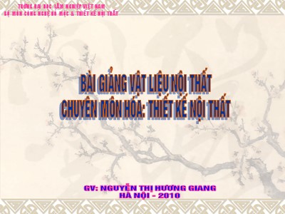 Bài giảng vật liệu nội thất - Chuyên môn hóa: Thiết kế nội thất