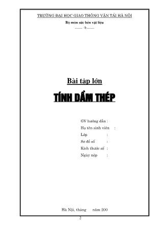 Bài tập lớn Tính dầm thép