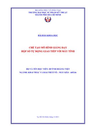 Báo cáo Chế tạo mô hình giảng dạy hộp số tự động giao tiếp với máy tính