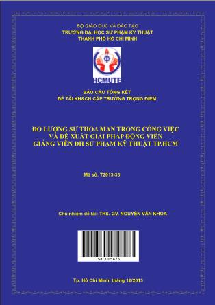 Báo cáo Đo lượng sự thoa man trong công việc và đề xuất giải pháp động viên giảng viên Đại học Sư phạm Kỹ thuật TP.HCM (Phần 1)