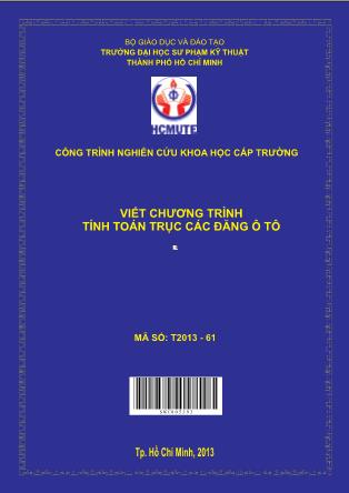 Báo cáo Viết chương trình tính toán trục các ðăng ô tô (Phần 1)