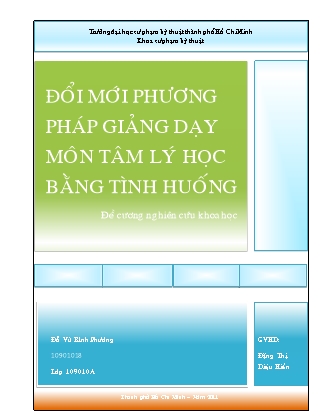 Đề cương nghiên cứu khoa học: Đổi mới phương pháp giảng dạy môn tâm lý học bằng tình huống