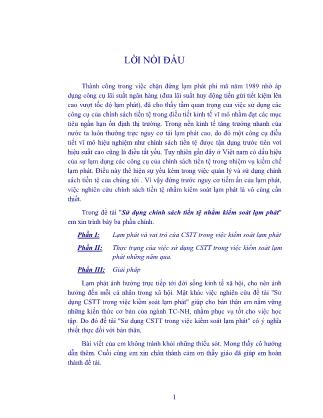 Đề tài Sử dụng chính sách tiền tệ nhằm kiểm soát lạm phát