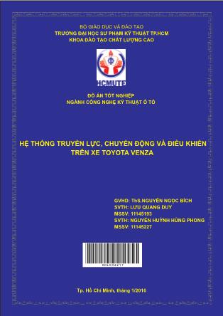 Đồ án Hệ thống truyền lực, chuyển động và điều khiển trên xe Toyota Venza (Phần 1)