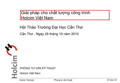 Giải pháp cho chất lượng công trình Holcim Việt Nam