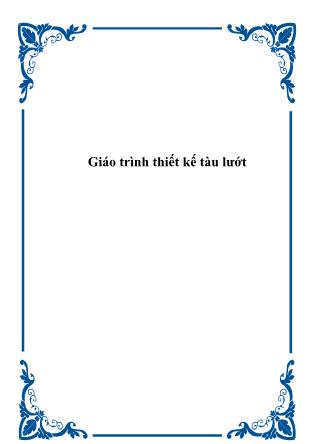 Giáo trình Thiết kế tàu lướt