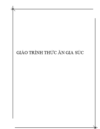 Giáo trình Thức ăn gia súc