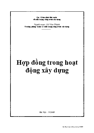 Hợp đồng trong hoạt động xây dựng -  Lê Văn Thịnh