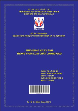 Khóa luận Ứng dụng xử lý ảnh trong phân loại chất lượng gạo (Phần 1)