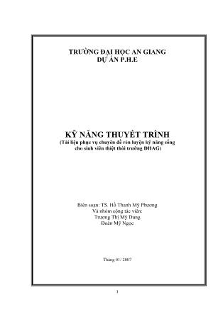 Kỹ năng thuyết trình - TS. Hồ Thanh Mỹ Phương