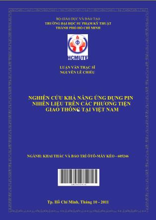 Luận văn Nghiên cứu khả năng ứng dụng pin nhiên liệu trên các phương tiện giao thông tại Việt Nam (Phần 1)