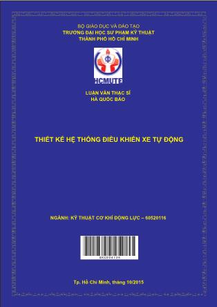 Luận văn Thiết kế hệ thống điều khiển xe tự động (Phần 1)