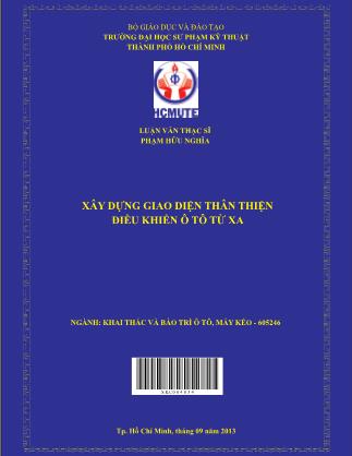 Luận văn Xây dựng giao diện thân thiện điều khiển ô tô từ xa (Phần 1)