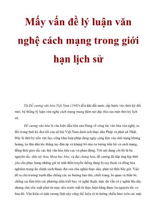 Mấy vấn đề lý Luận văn nghệ cách mạng trong giới hạn lịch sử