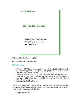 Mỹ học đại cương - Ths. Phùng Hoài Ngọc