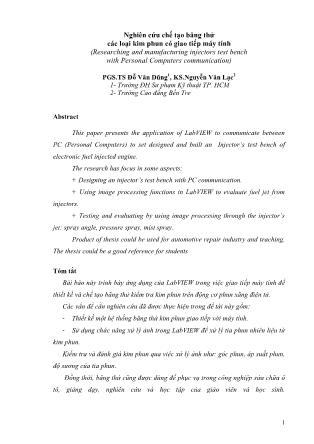 Nghiên cứu chế tạo băng thử các loại kim phun có giao tiếp máy tính