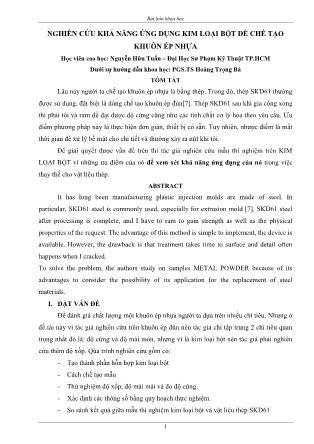 Nghiên cứu khả năng ứng dụng kim loại bột để chế tạo khuôn ép nhựa
