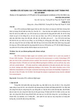 Nghiên cứu sử dụng cọc CFA trong điều kiện địa chất thành phố Hồ Chí Minh