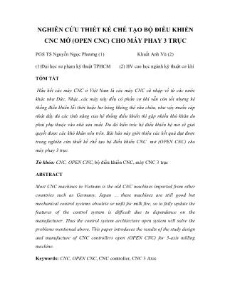 Nghiên cứu thiết kế chế tạo bộ điều khiển CNC mở (OPEN CNC) cho máy phay 3 trục