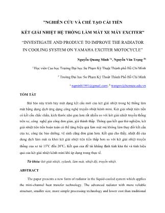 Nghiên cứu và chế tạo cải tiến két giải nhiệt hệ thống làm mát xe máy Exciter