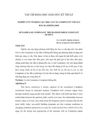 Nghiên cứu về động lực học cơ cấu Compliant với lực đầu ra không đồi