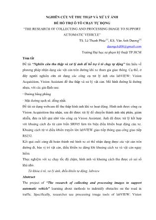 Nghiên cứu về thu thập và xử lý ảnh để hỗ trợ ô tô chạy tự động