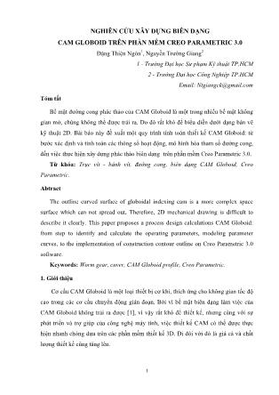 Nghiên cứu xây dựng biên dạng CAM Globoid trên phần mềm Creo Parametric 3.0