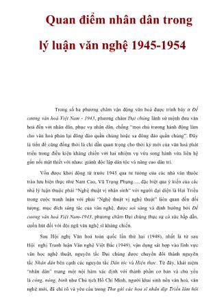 Quan điểm nhân dân trong lý Luận văn nghệ 1945-1954