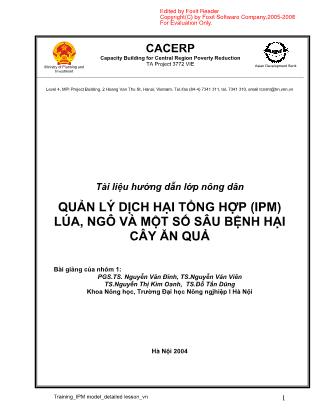 Quản lý dịch hại tổng hợp (IPM) lúa, ngô và một số sâu bệnh hại cây ăn quả