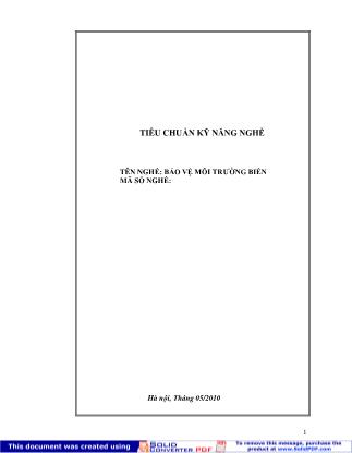 Tiêu chuẩn kỹ năng nghề: Bảo vệ môi trường biển