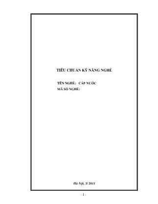 Tiêu chuẩn kỹ năng nghề: Cấp nước