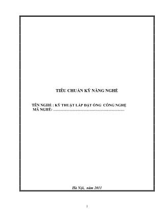 Tiêu chuẩn kỹ năng nghề: Kỹ thuật lắp đặt ống công nghệ