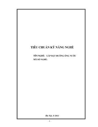 Tiêu chuẩn kỹ năng nghề: Lắp đặt đường ống nước