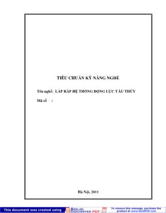 Tiêu chuẩn kỹ năng nghề: Lắp ráp hệ thống động lực tàu thủy