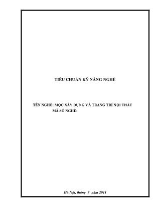 Tiêu chuẩn kỹ năng nghề: Mộc xây dựng và trang trí nội thất