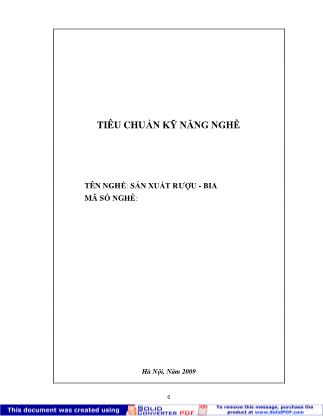 Tiêu chuẩn kỹ năng nghề: Sản xuất rượu-bia