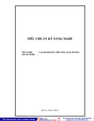 Tiêu chuẩn kỹ năng nghề: Vận hành máy thi công mặt đường