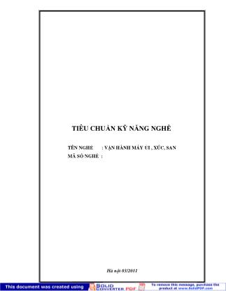 Tiêu chuẩn kỹ năng nghề: Vận hành máy ủi , xúc, san