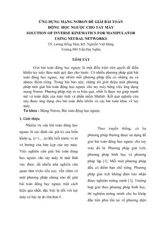 Ứng dụng mạng nơron để giải bài toán động học ngược cho tay máy