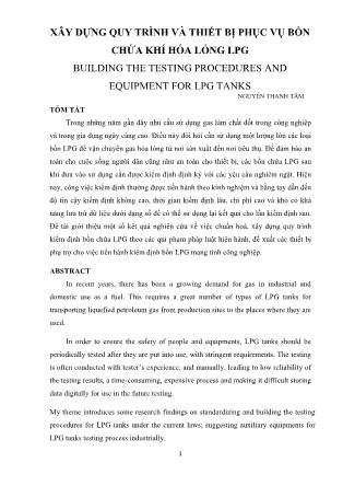 Xây dựng quy trình và thiết bị phục vụ bồn chứa khí hóa lỏng LPG