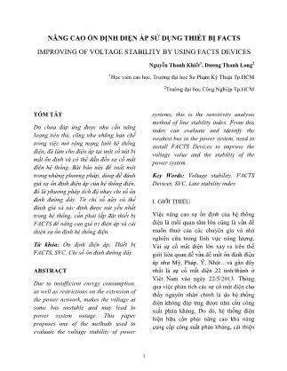 Âng cao ổn định điện áp sử dụng thiết bị FACTS