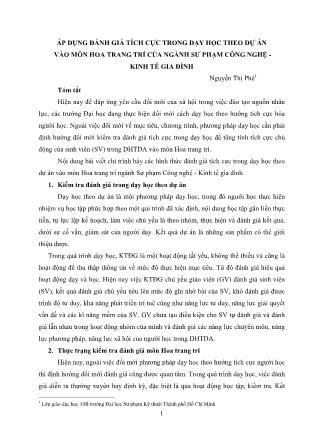 Áp dụng đánh giá tích cực trong dạy học theo dự án vào môn hoa trang trí của ngành Sư phạm Công nghệ-Kinh tế gia đình