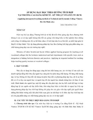 Áp dụng dạy học theo hướng tích hợp tại trường Cao đẳng Kinh tế - Kỹ thuật Vinatex TP. HCM