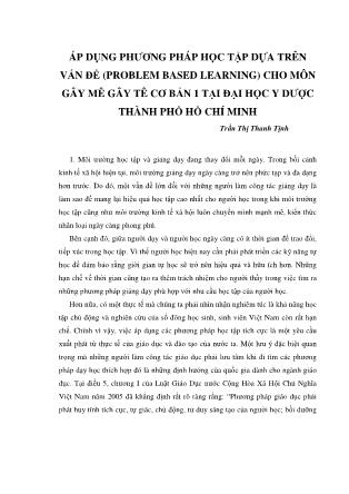 Áp dụng phương pháp học tập dựa trên vấn đề (problem based learning) cho môn gây mê gây tê cơ bản 1 tại Đại học Y dược thành phố Hồ Chí Minh