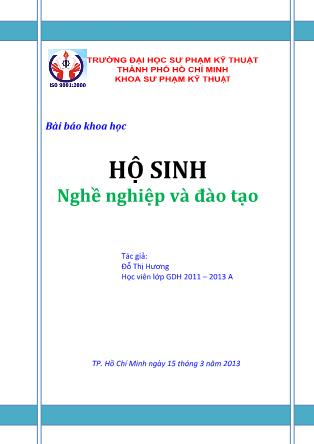 Bài báo khoa học: Hộ sinh - Nghề nghiệp và đào tạo
