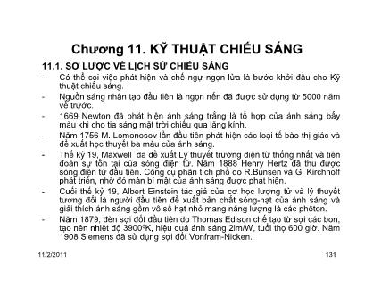 Bài giảng Cung cấp điện 2 - Chương 11: Kỹ thuật chiếu sáng - Nguyễn Quang Thuấn