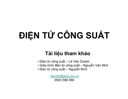 Bài giảng Điện tử công suất (Phần 1)